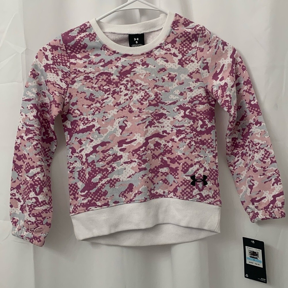 Under Armour Girls Pink Camo Fleece Sweatshirt Size 5 UAFFI40R-513
